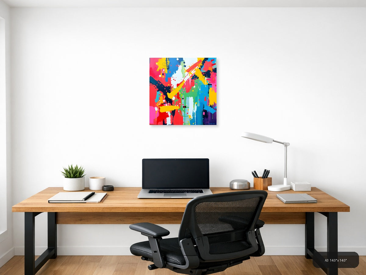 Vibrant Abstract Splash Pop Art Wall Art — A3 / Office