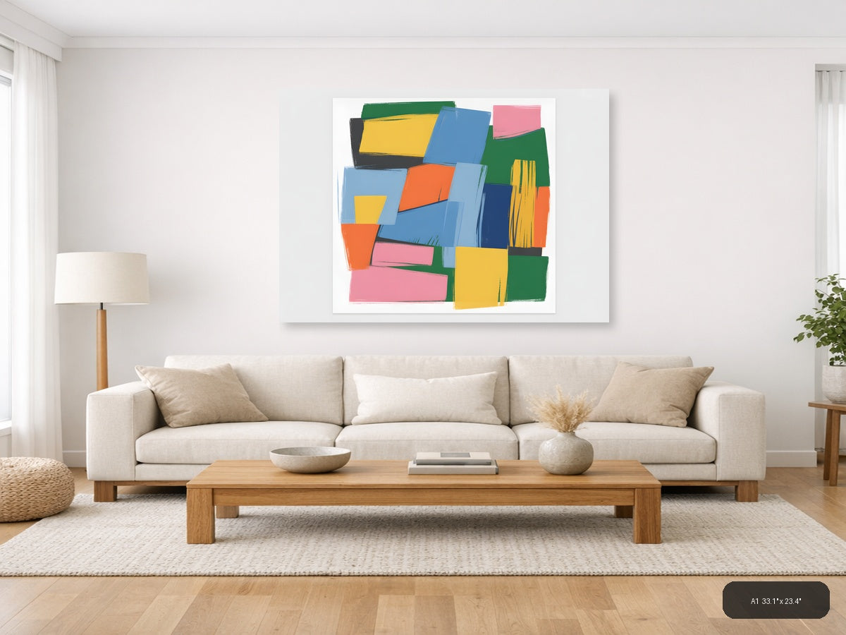 Colorful Abstract Geometric Shapes Canvas Wall Art — A1 / Living Room