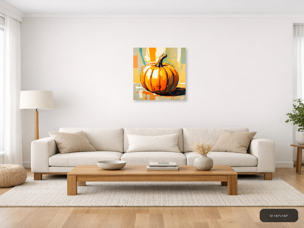 Abstract Orange Pumpkin Modern Painting Wall Art — A3 / Living Room