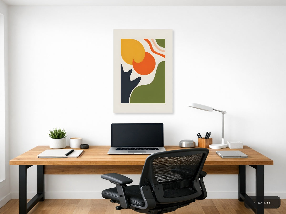 Minimalist Abstract Organic Shapes Botanical Wall Art — A1 / Office