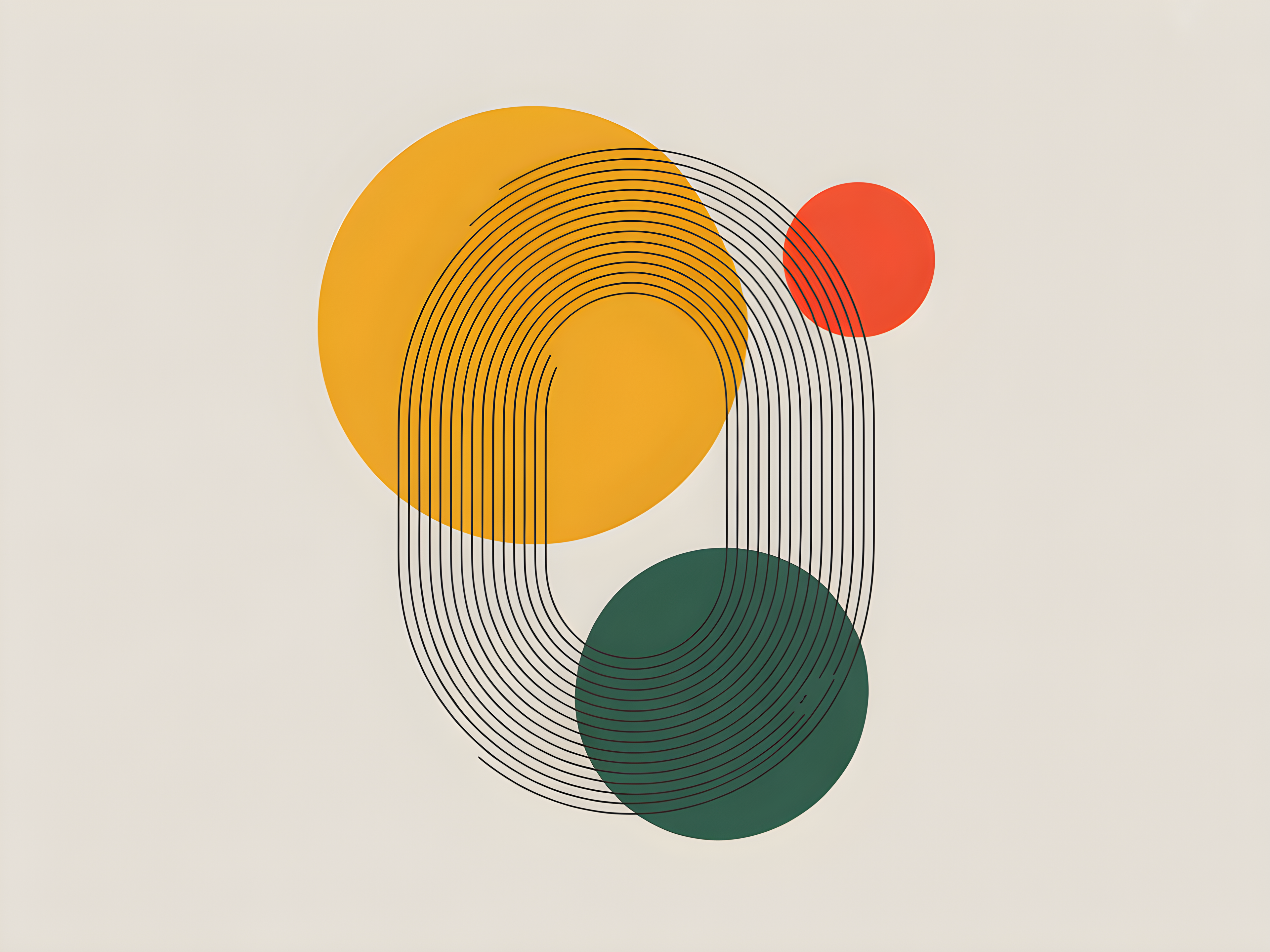 Abstract Line Art with Geometric Circles Wall Art