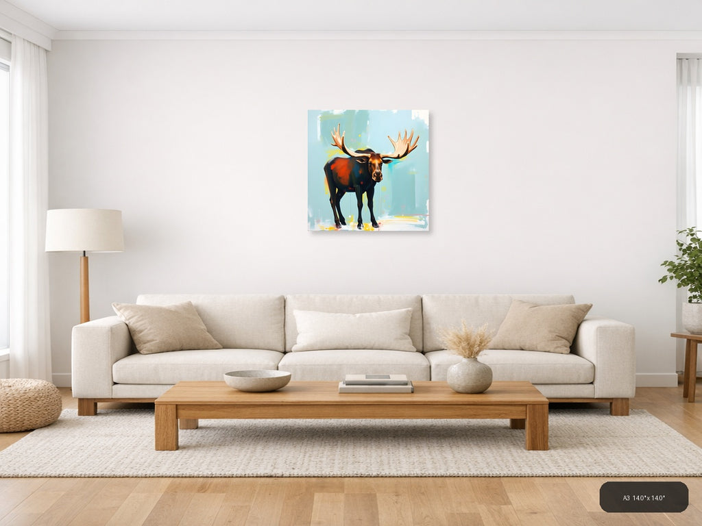 Majestic Moose Abstract Portrait Wall Art — A3 / Living Room