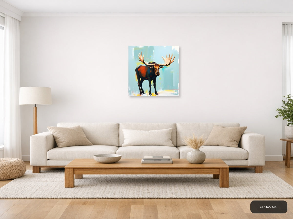 Majestic Moose Abstract Portrait Wall Art — A3 / Living Room