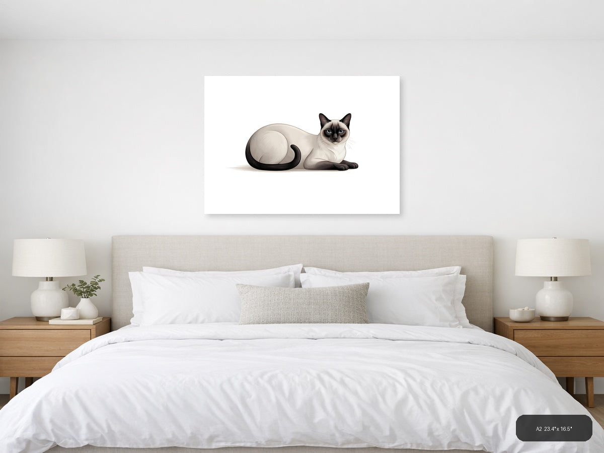 Siamese Cat Portrait Minimalist Wall Art — A2 / Bedroom