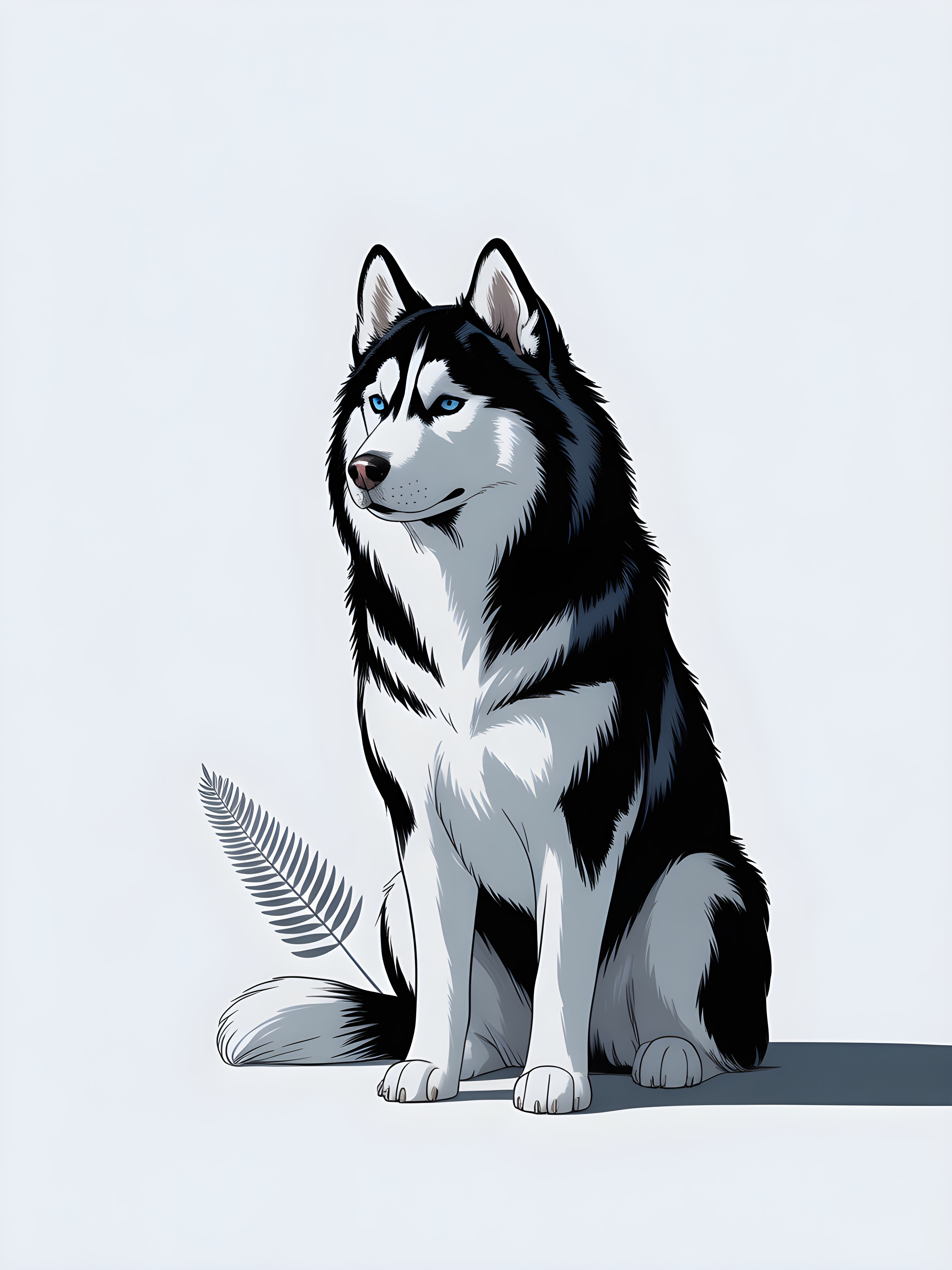 Minimalist Husky Portrait Black White Wall Art