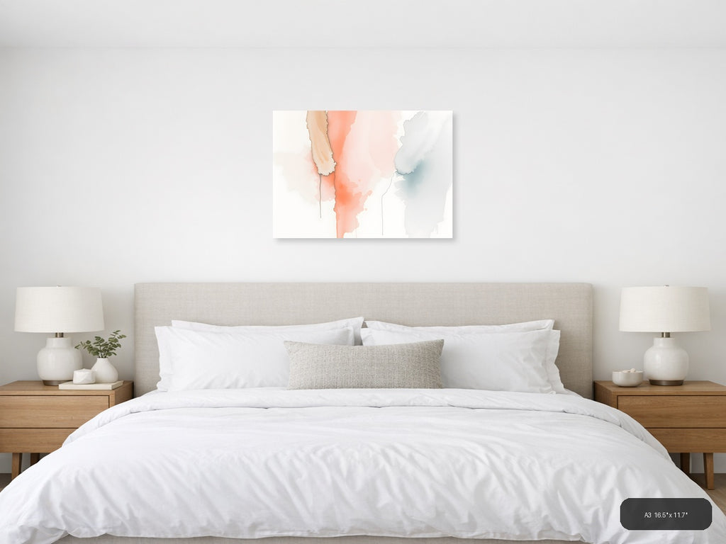 Abstract Watercolor Map Landscape Wall Art — A3 / Bedroom