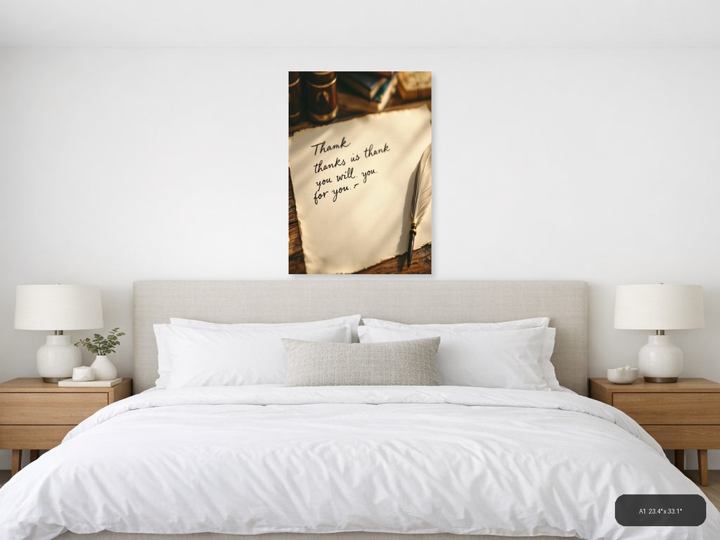 Vintage Handwritten Thank You Note Wall Art — A1 / Bedroom