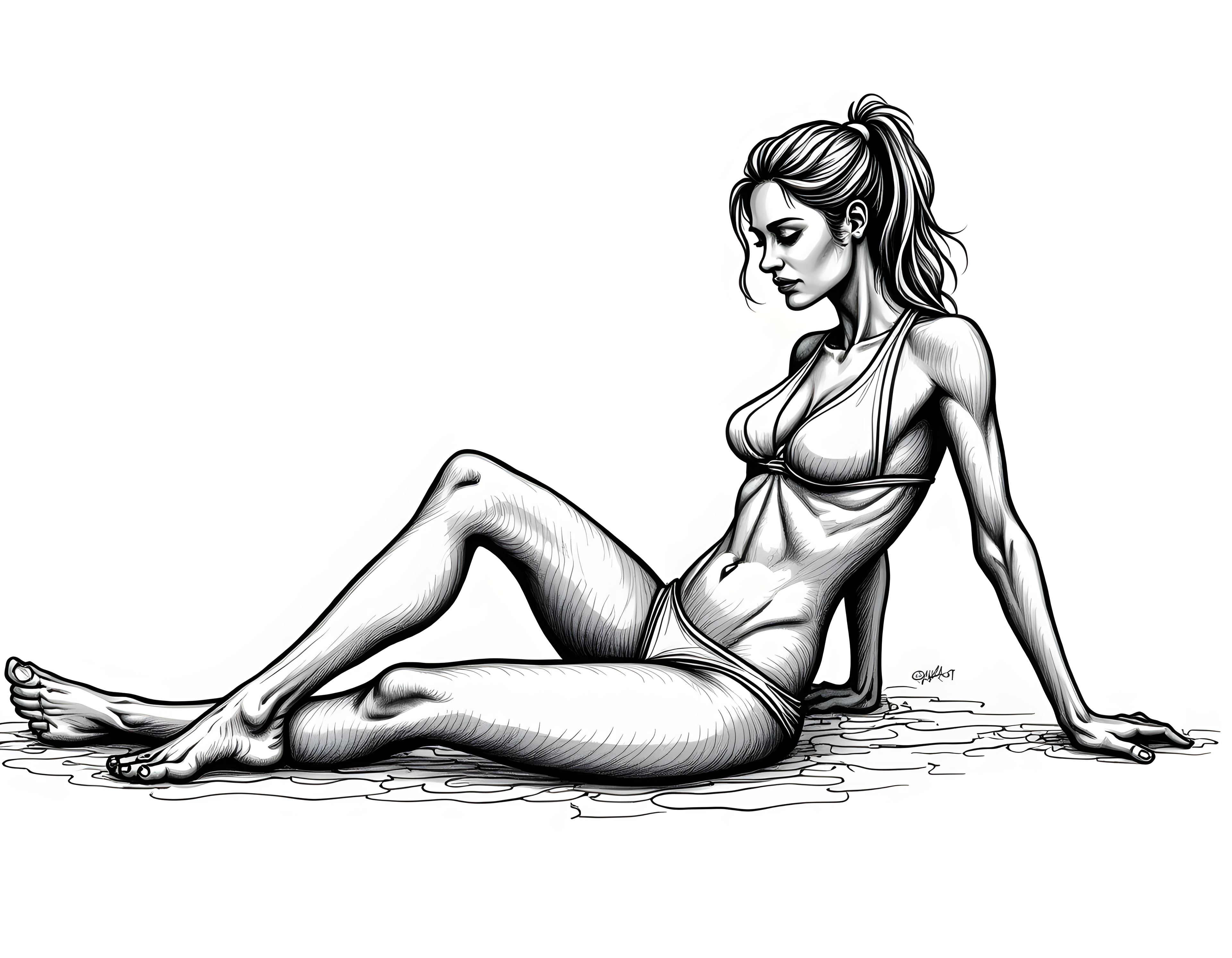 Reclining Woman Line Art Portrait Wall Art