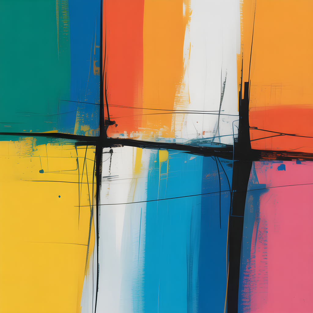 Colorful Abstract Grid Cross Pattern Modern Wall Art