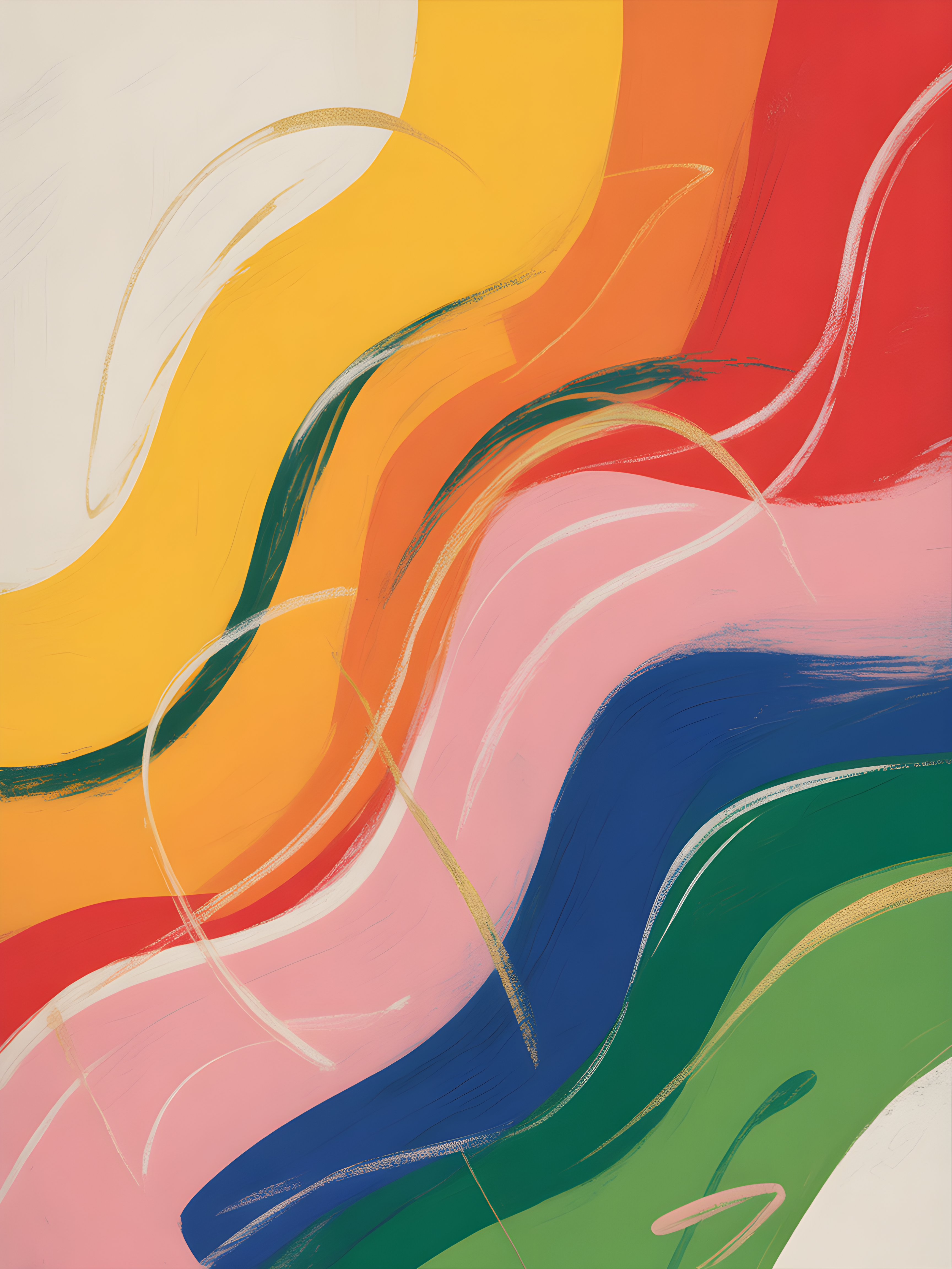 Colorful Abstract Waves Rainbow Flow Wall Art