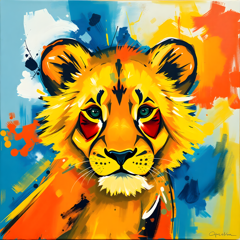 Colorful Abstract Lion Head Pop Art Wall Art