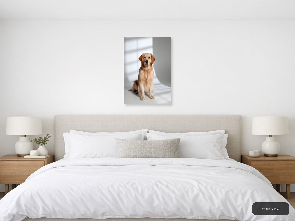 Golden Labrador Portrait Minimalist Wall Art — A2 / Bedroom