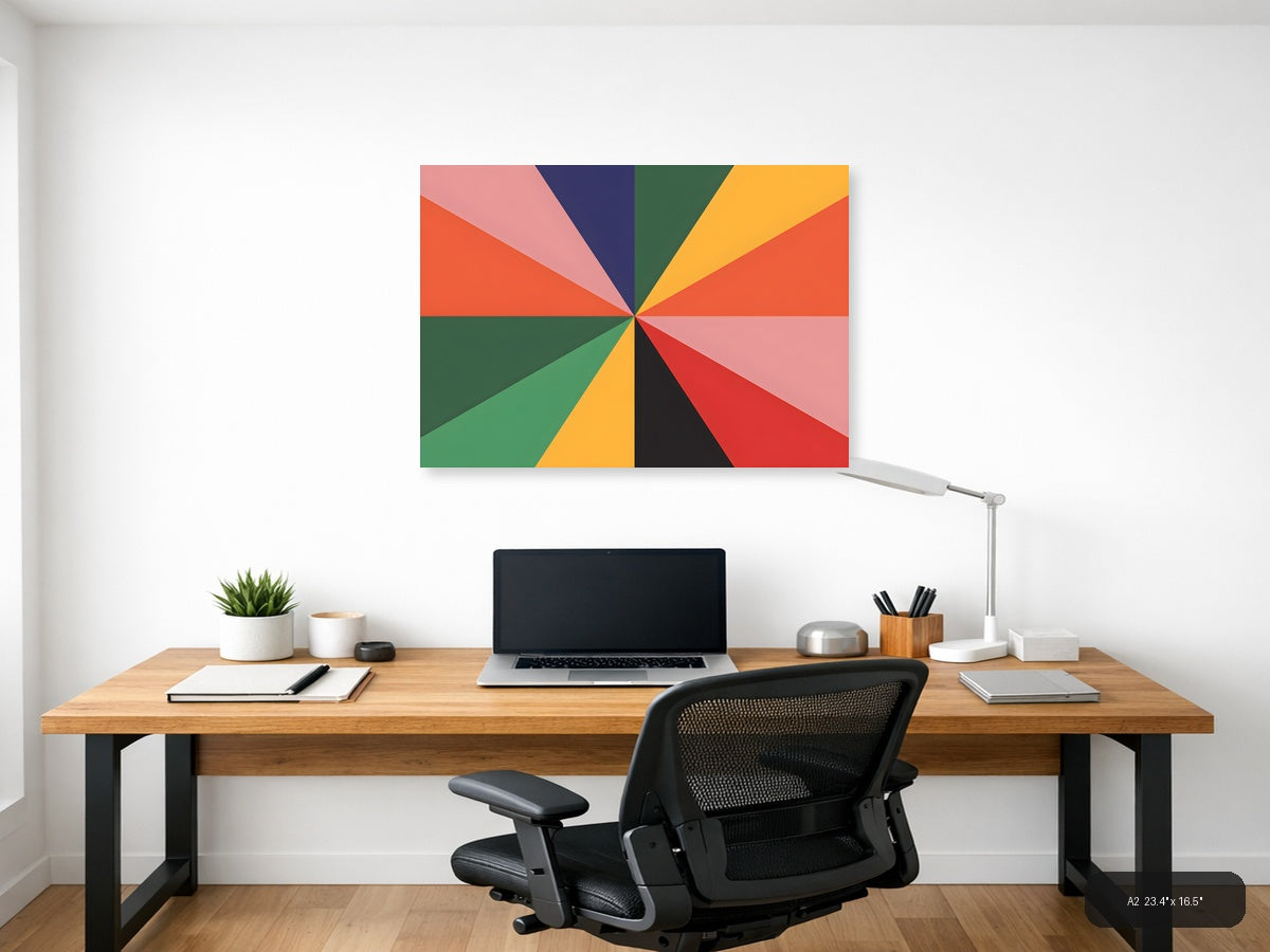 Colorful Geometric Sunburst Pattern Photography Wall Art — A2 / Office