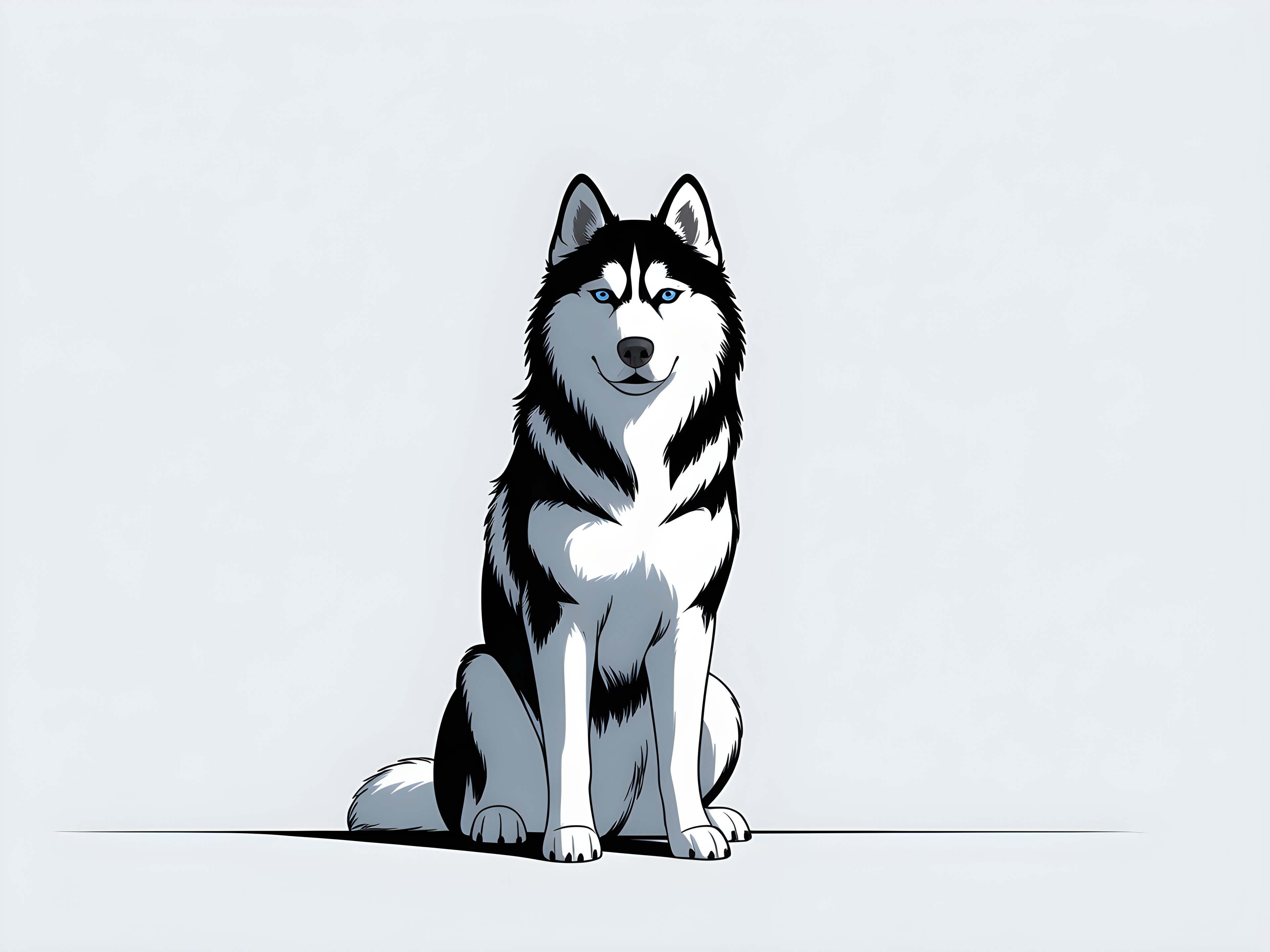 Siberian Husky Portrait - Minimalist Black & White Wall Art