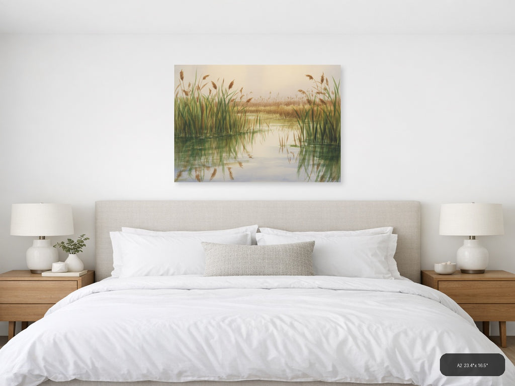 Wetland — Watercolor (Landscape) Canvas Print | Watercolor Wall Art | A4 A3 A2 A1 — A2 / Bedroom