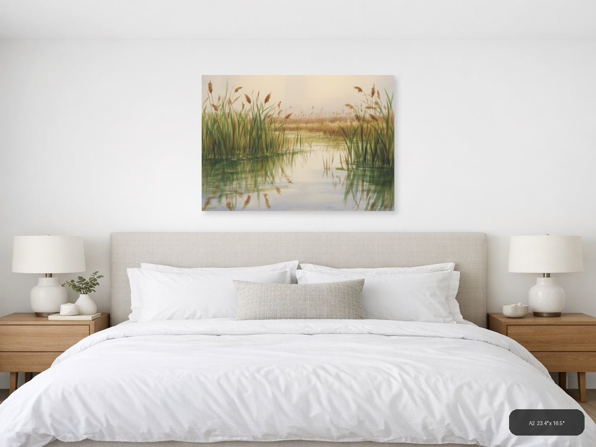 Wetland — Watercolor (Landscape) Canvas Print | Watercolor Wall Art | A4 A3 A2 A1 — A2 / Bedroom