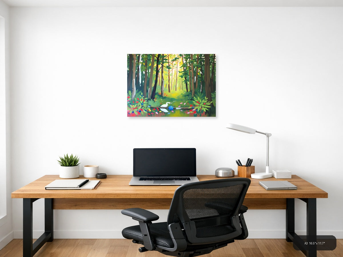Enchanted Forest Path Abstract Landscape Wall Art — A3 / Office