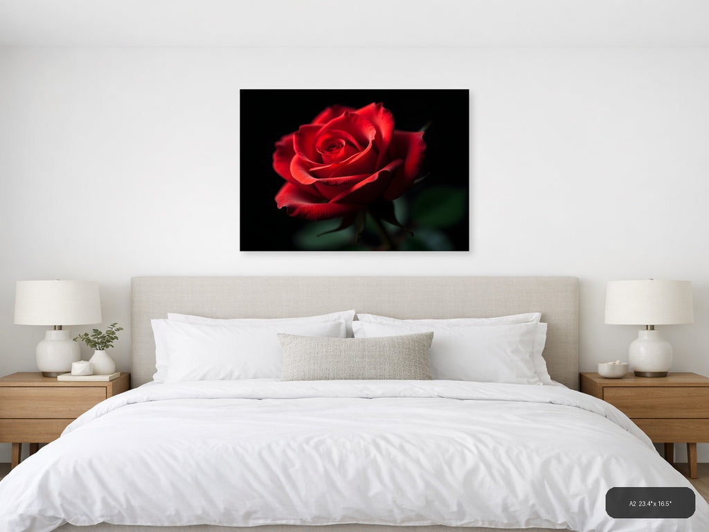 Red Rose on Black - Fine Art Photography Wall Art — A2 / Bedroom