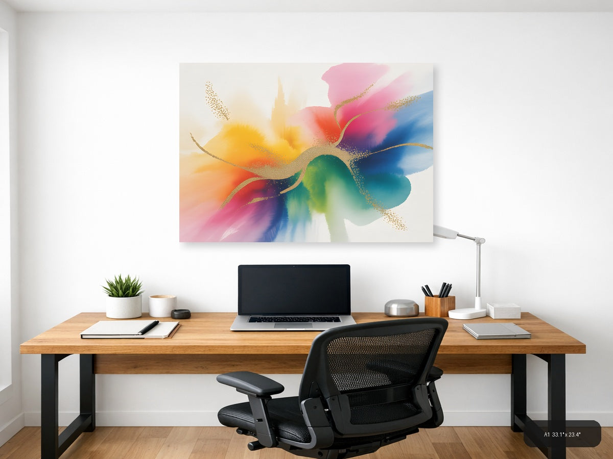 Colorful Abstract Watercolor Flower Wall Art — A1 / Office