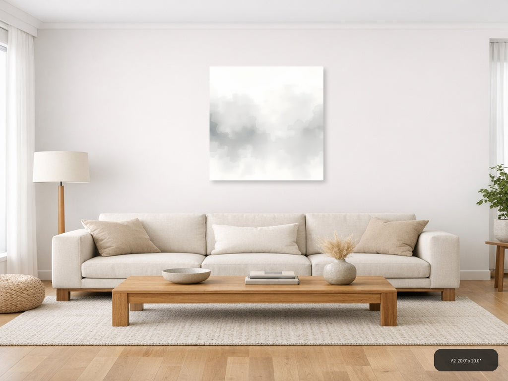 Misty Mountain Landscape Watercolor Wall Art — A2 / Living Room
