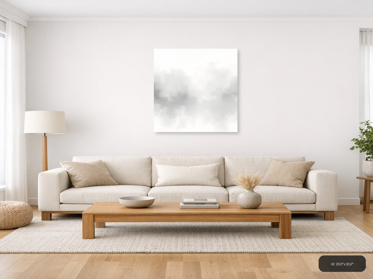 Misty Mountain Landscape Watercolor Wall Art — A2 / Living Room