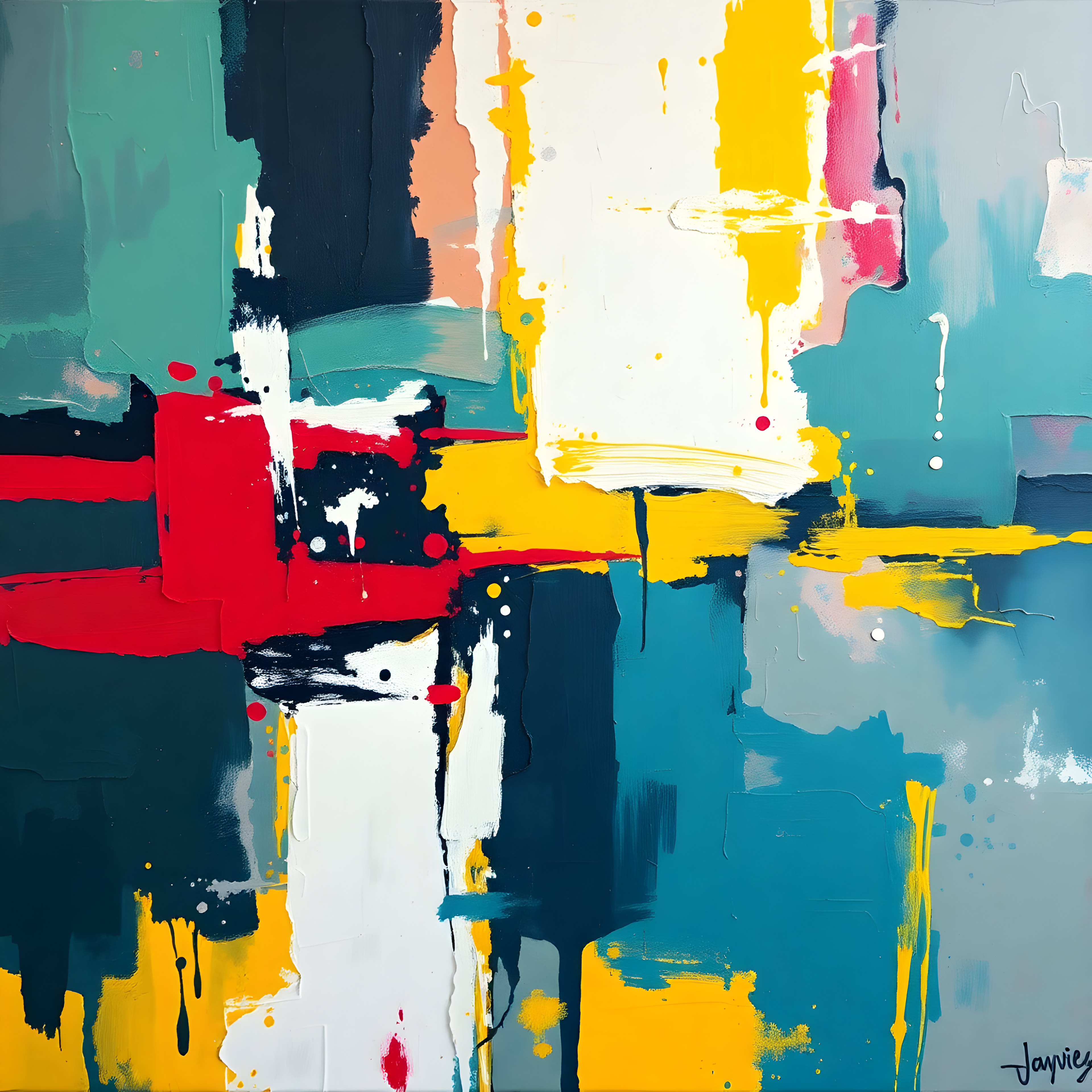 Vibrant Abstract Geometric Composition Modern Wall Art
