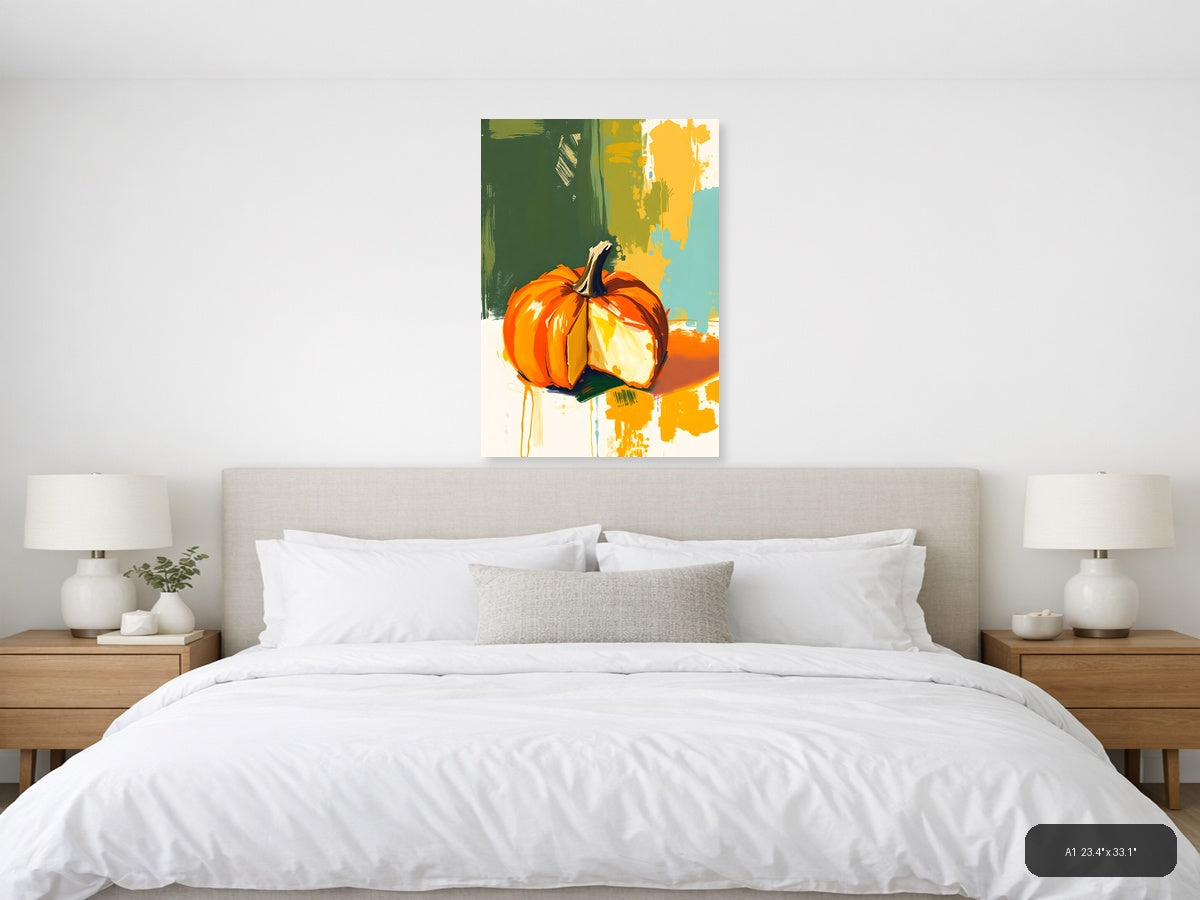 Abstract Orange Pumpkin Modern Autumn Wall Art — A1 / Bedroom