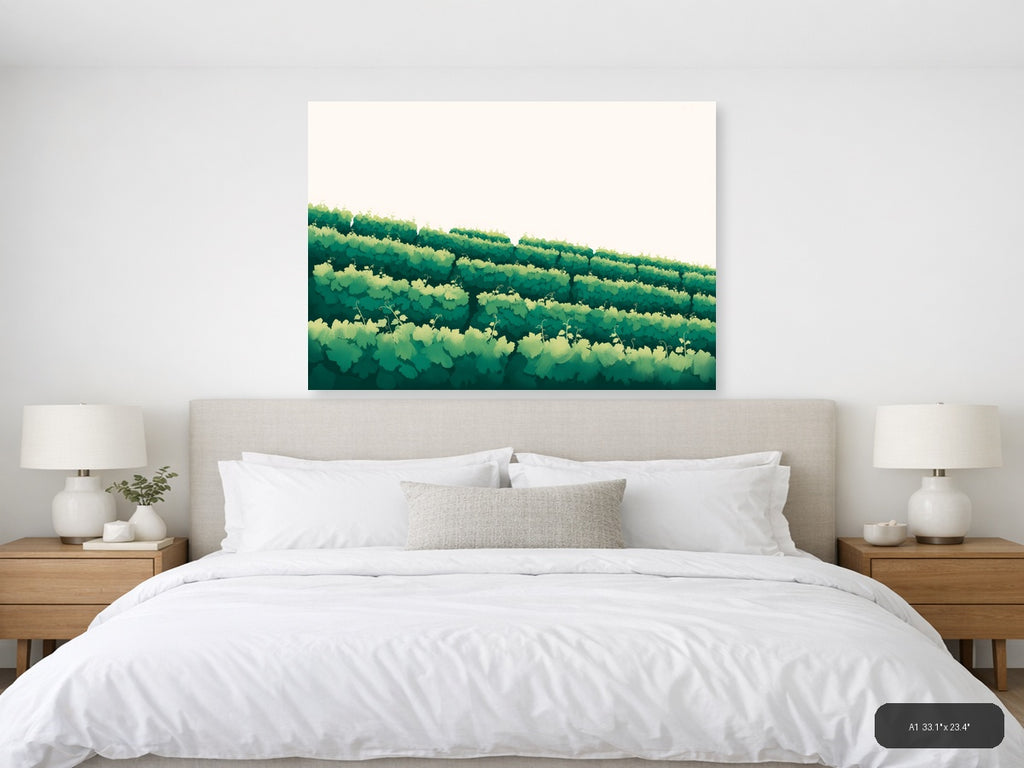Minimalist Green Forest Landscape Layers Wall Art — A1 / Bedroom