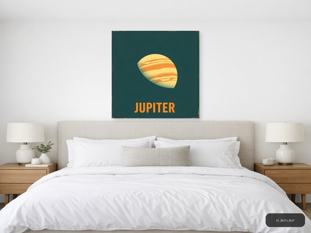 Jupiter Planet Vintage Retro Art - Space Wall Art — A1 / Bedroom