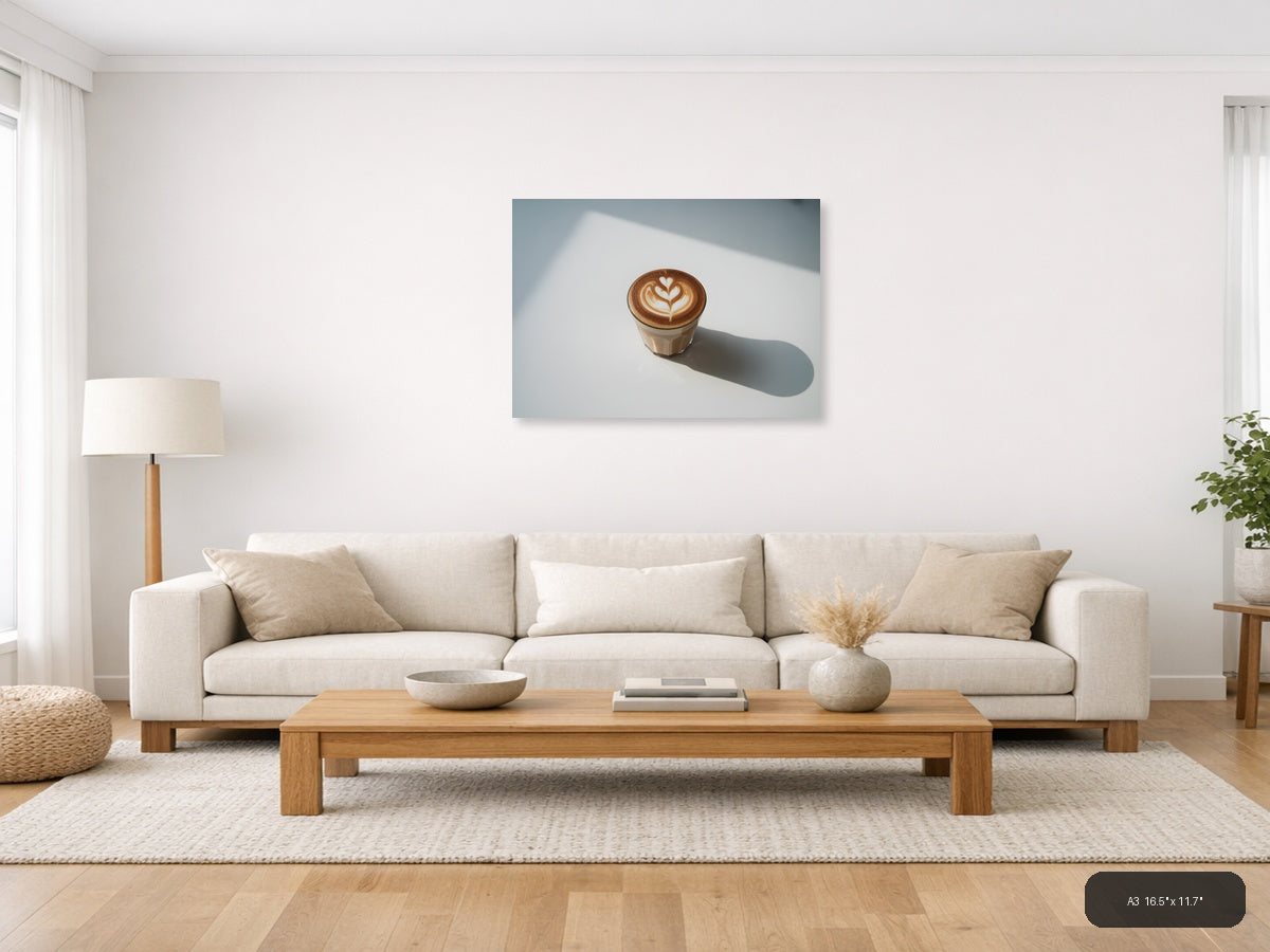 Minimalist Latte Art Coffee Cup Wall Art — A3 / Living Room