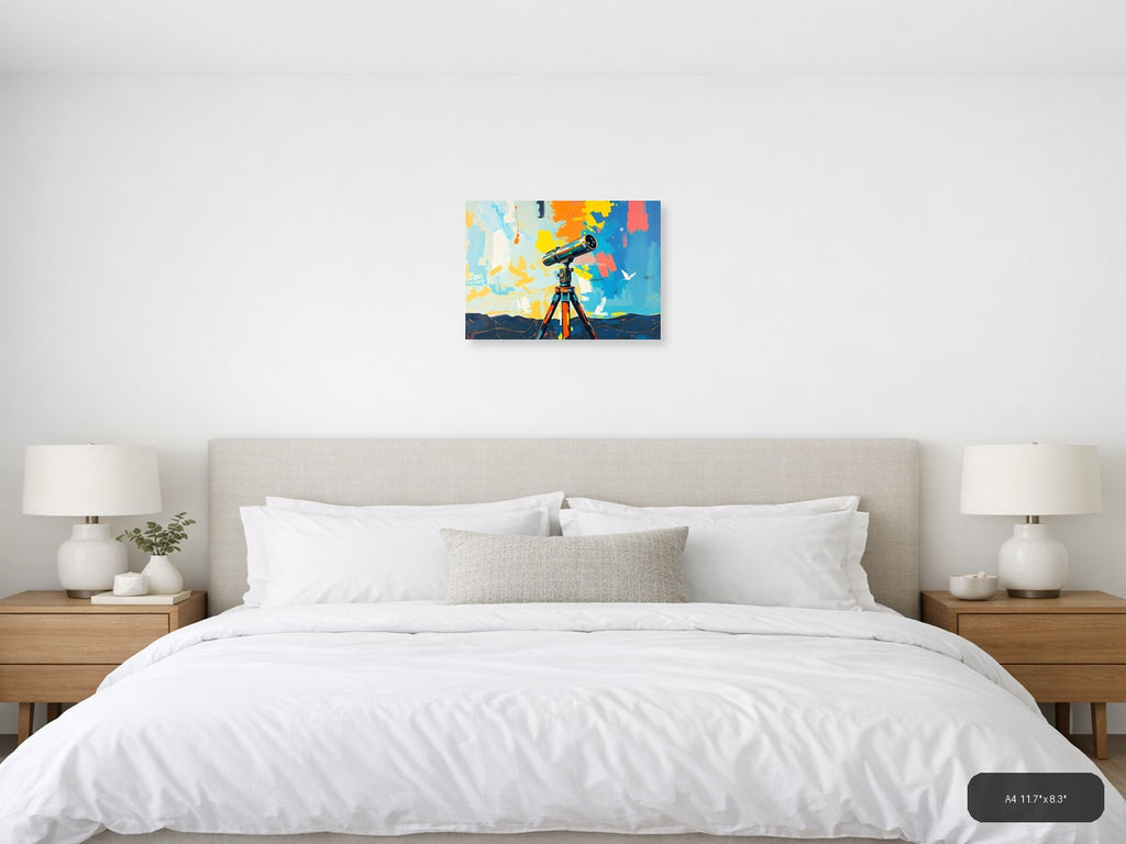 Colorful Telescope Abstract Art Print Wall Art — A4 / Bedroom