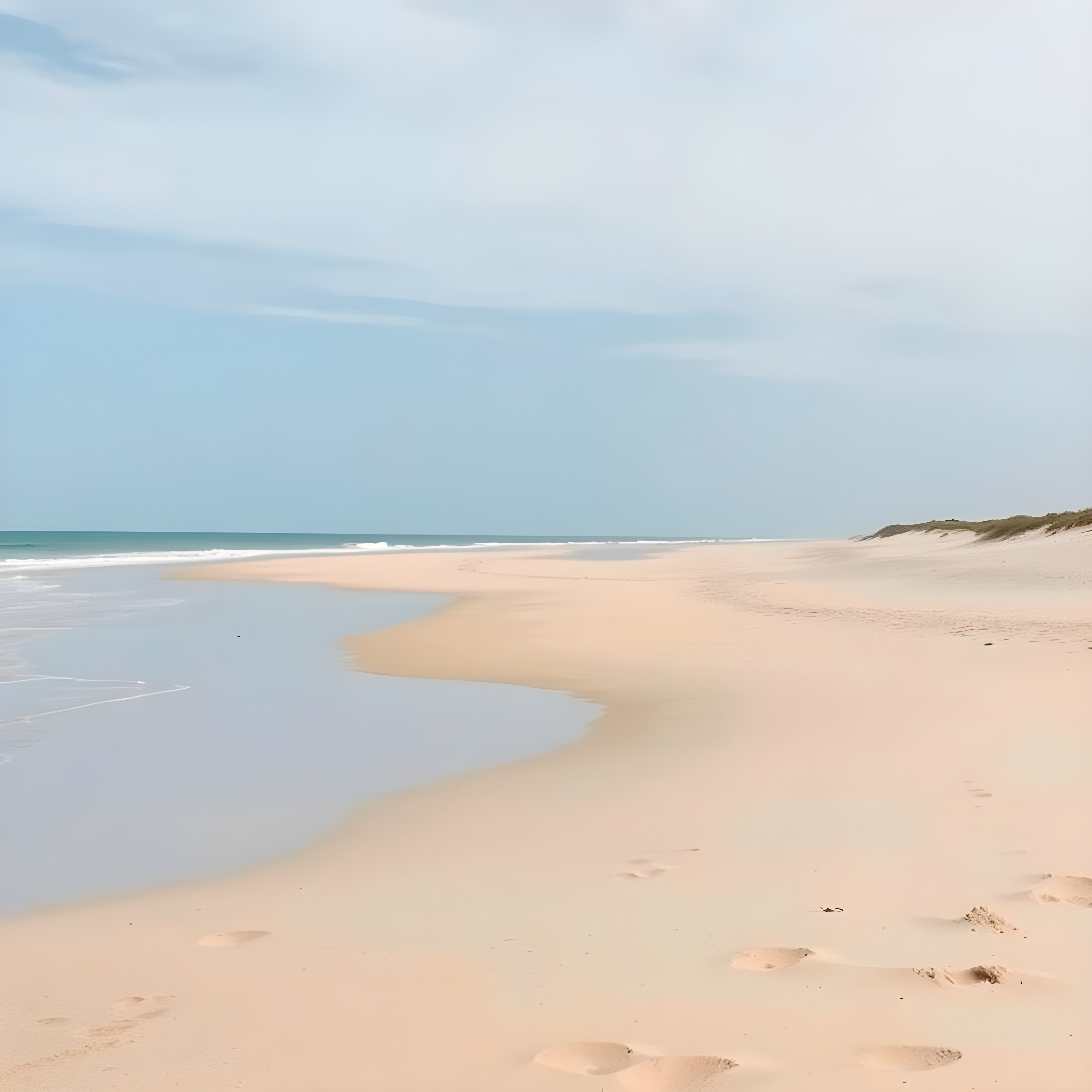 Minimalist Sandy Beach with Tidal Pool - Square Wall Art
