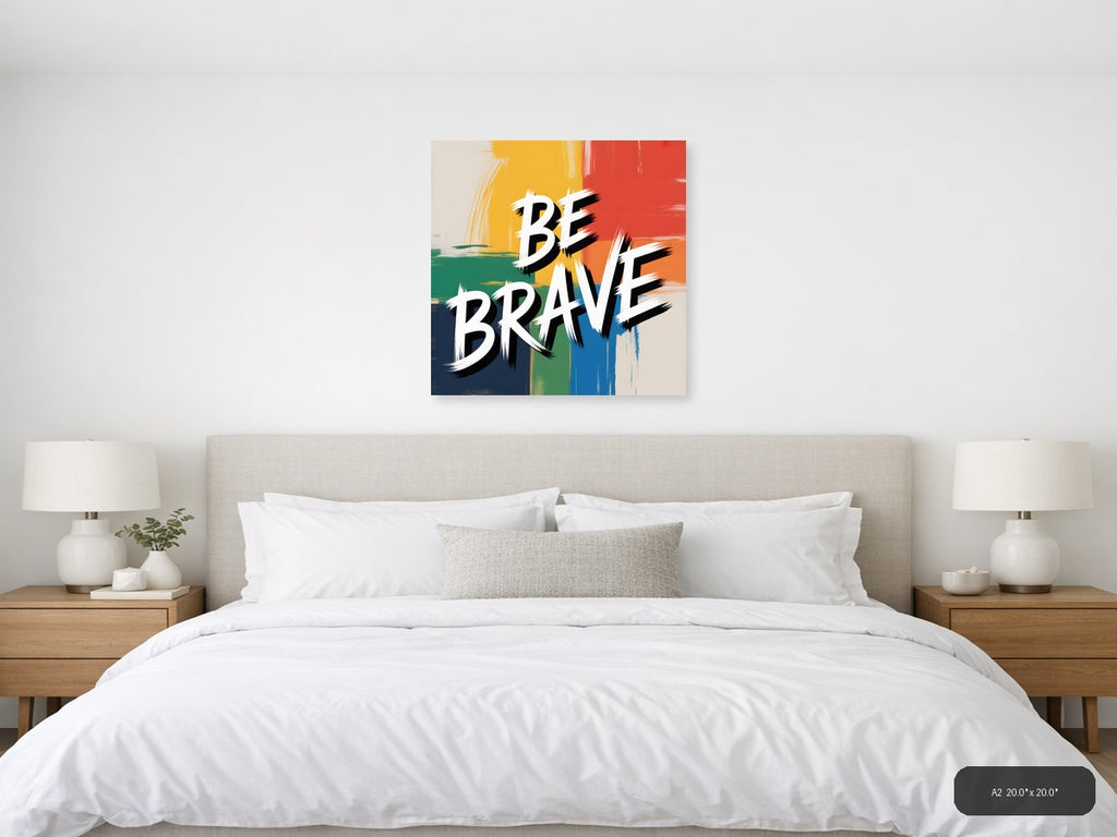Be Brave Abstract Colorblock Canvas Wall Art — A2 / Bedroom