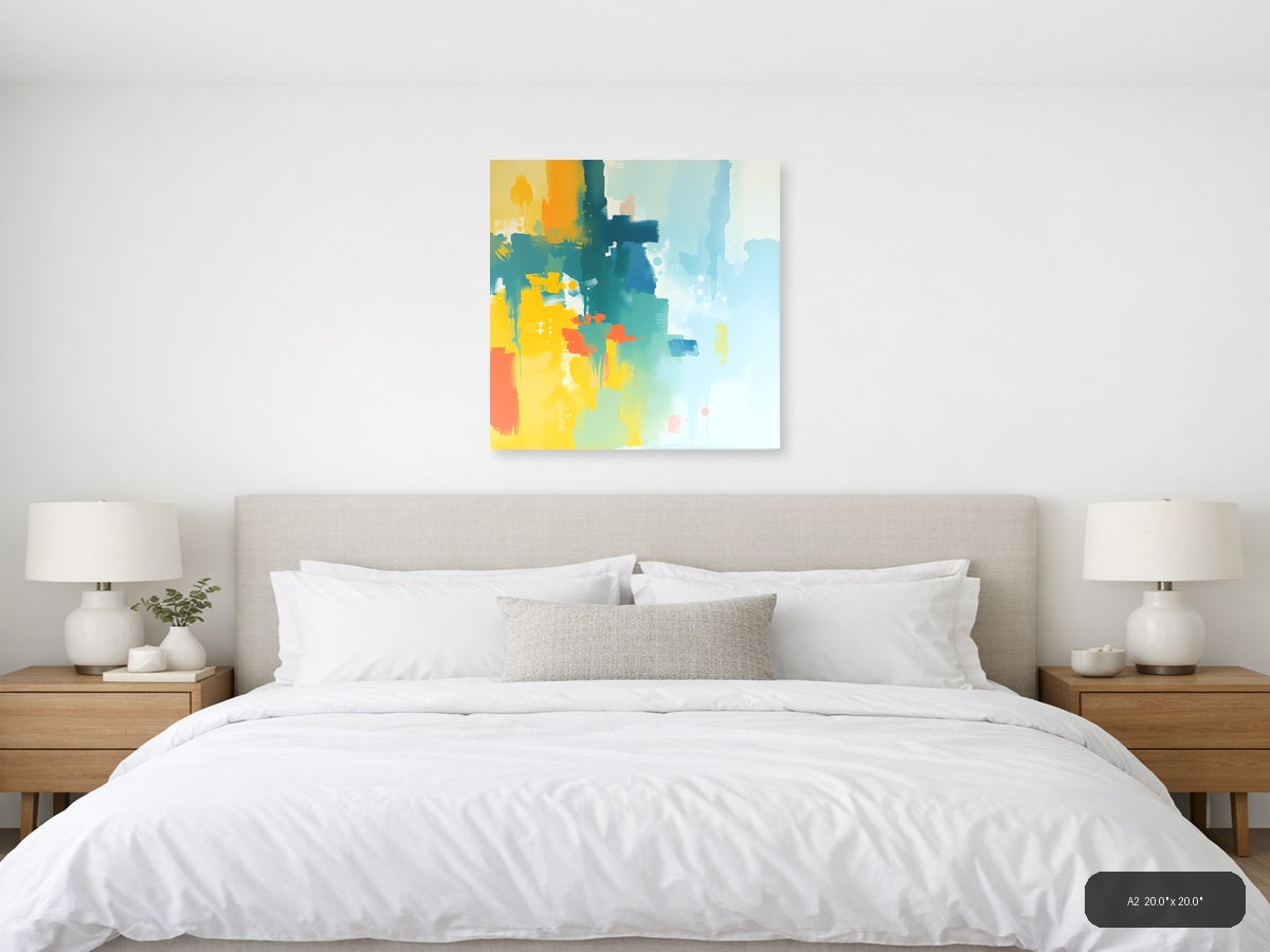 Abstract Colorful Gradient Brushstrokes Square Wall Art — A2 / Bedroom