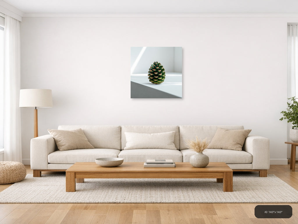 Green Pinecone Minimalist Still Life Wall Art — A3 / Living Room