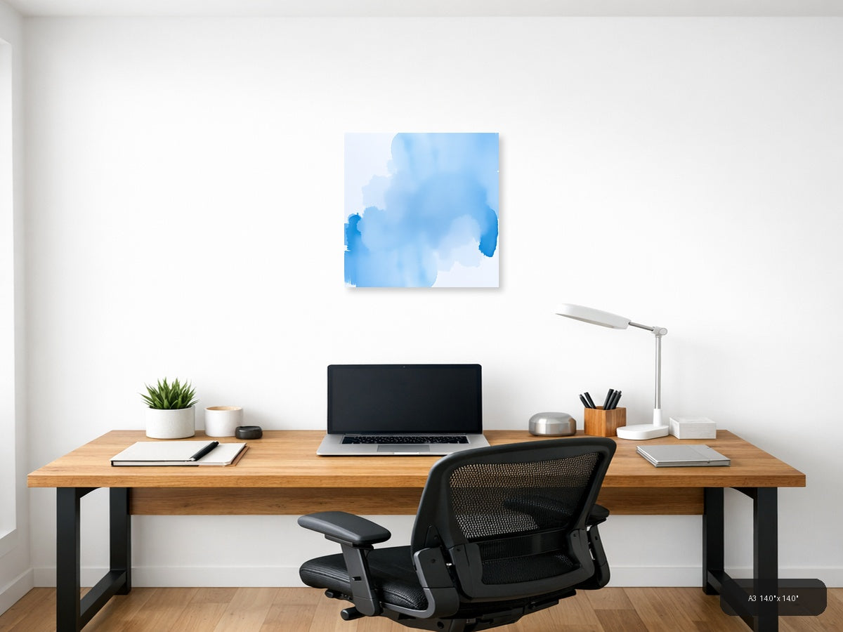 Abstract Blue Watercolor Cloud Formation Wall Art — A3 / Office