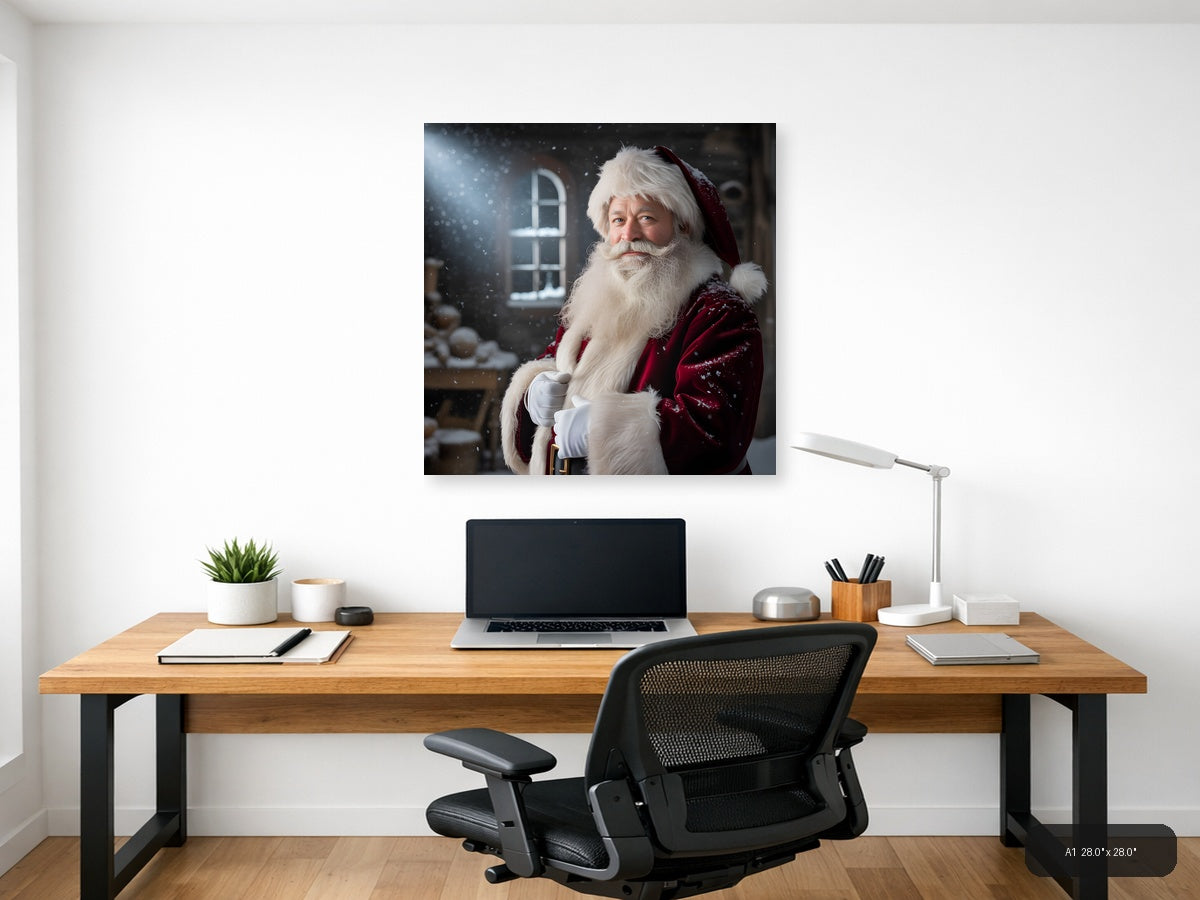 Santa Claus Portrait Winter Photography Wall Art — A1 / Office