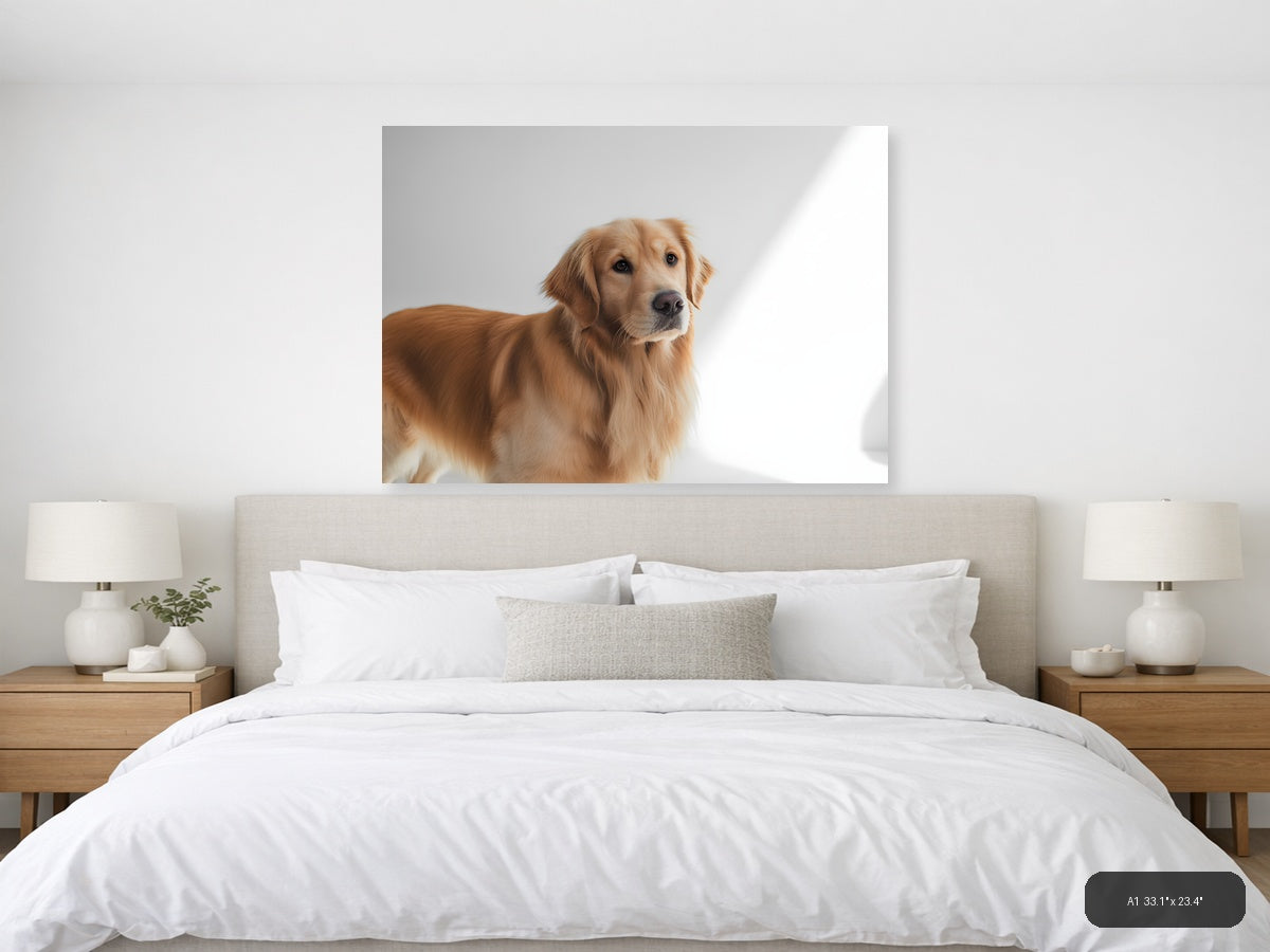 Golden Retriever Portrait Minimalist Wall Art — A1 / Bedroom