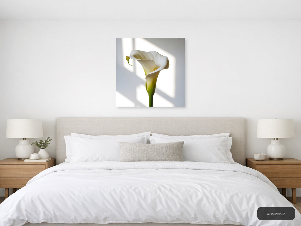 White Calla Lily Minimalist Flower Wall Art — A2 / Bedroom