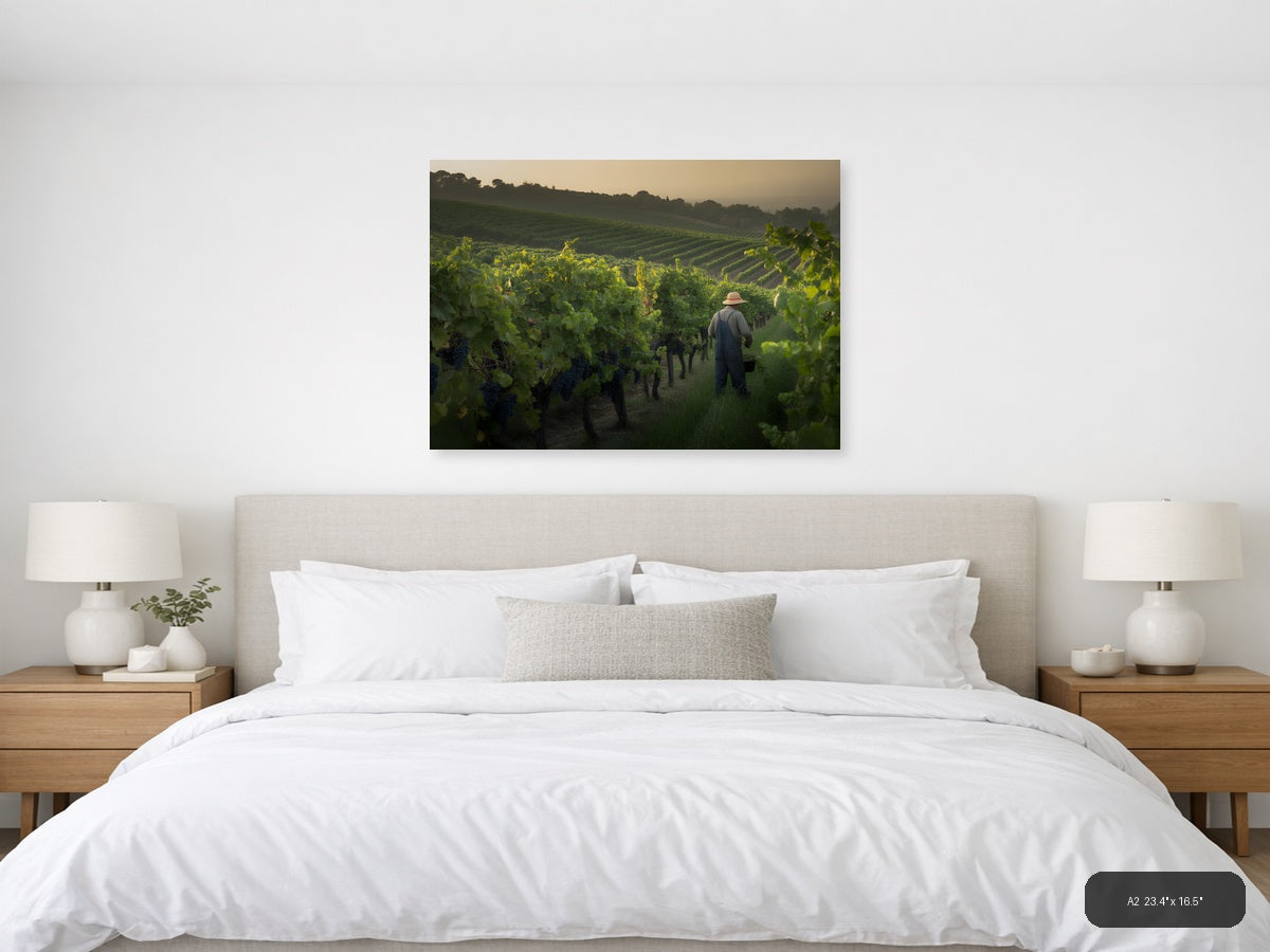 Vineyard Worker at Sunset - Photography Wall Art — A2 / Bedroom