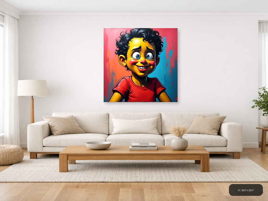 Vibrant Yellow Character Pop Art Wall Art — A1 / Living Room
