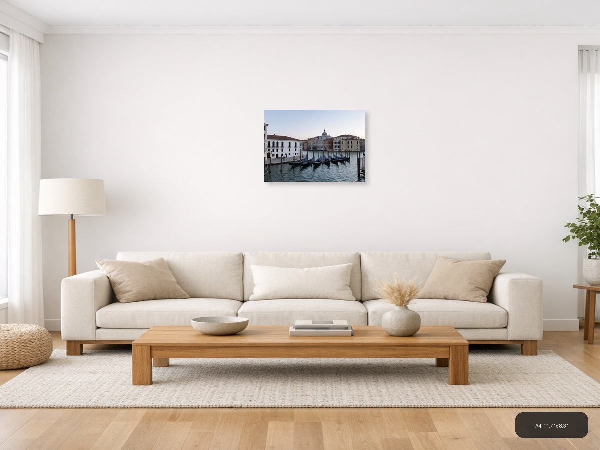 Venice Grand Canal Gondolas Architecture | Minimalist Landscape Wall Art — A4 (Living Room)