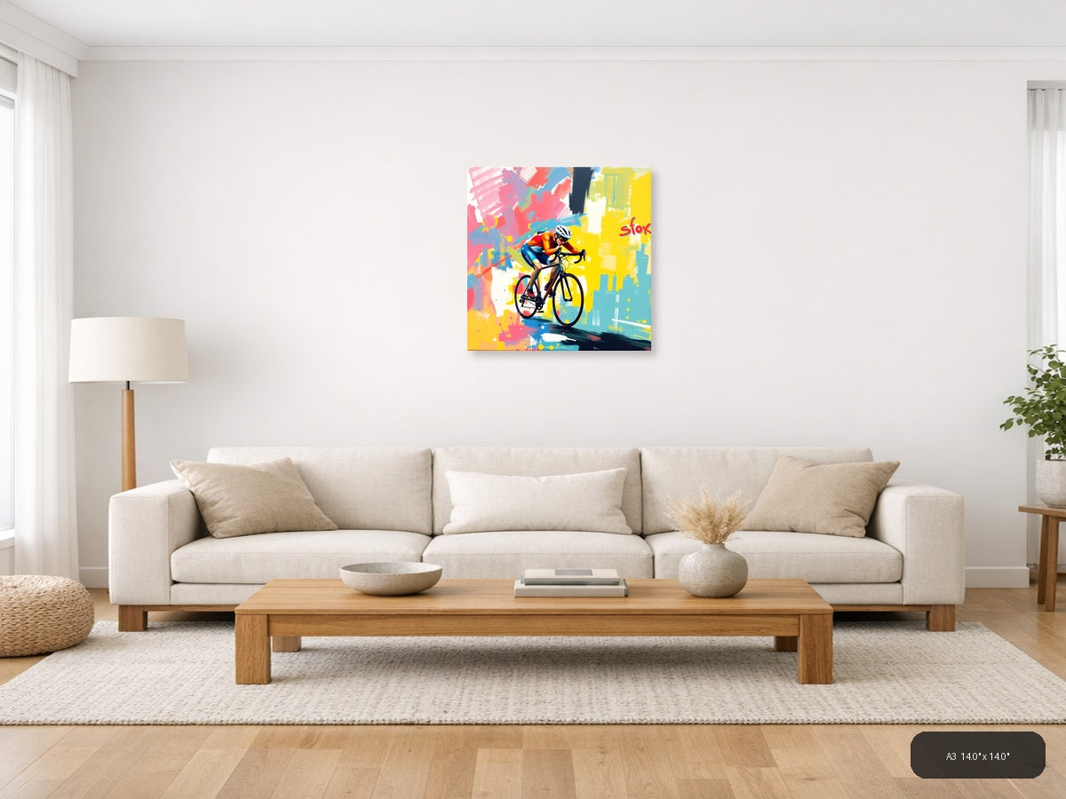 Colorful Cyclist Abstract Pop Art Wall Art — A3 / Living Room