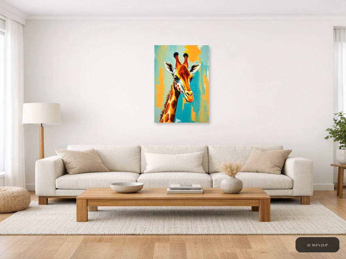 Colorful Abstract Giraffe Portrait Wall Art — A2 / Living Room
