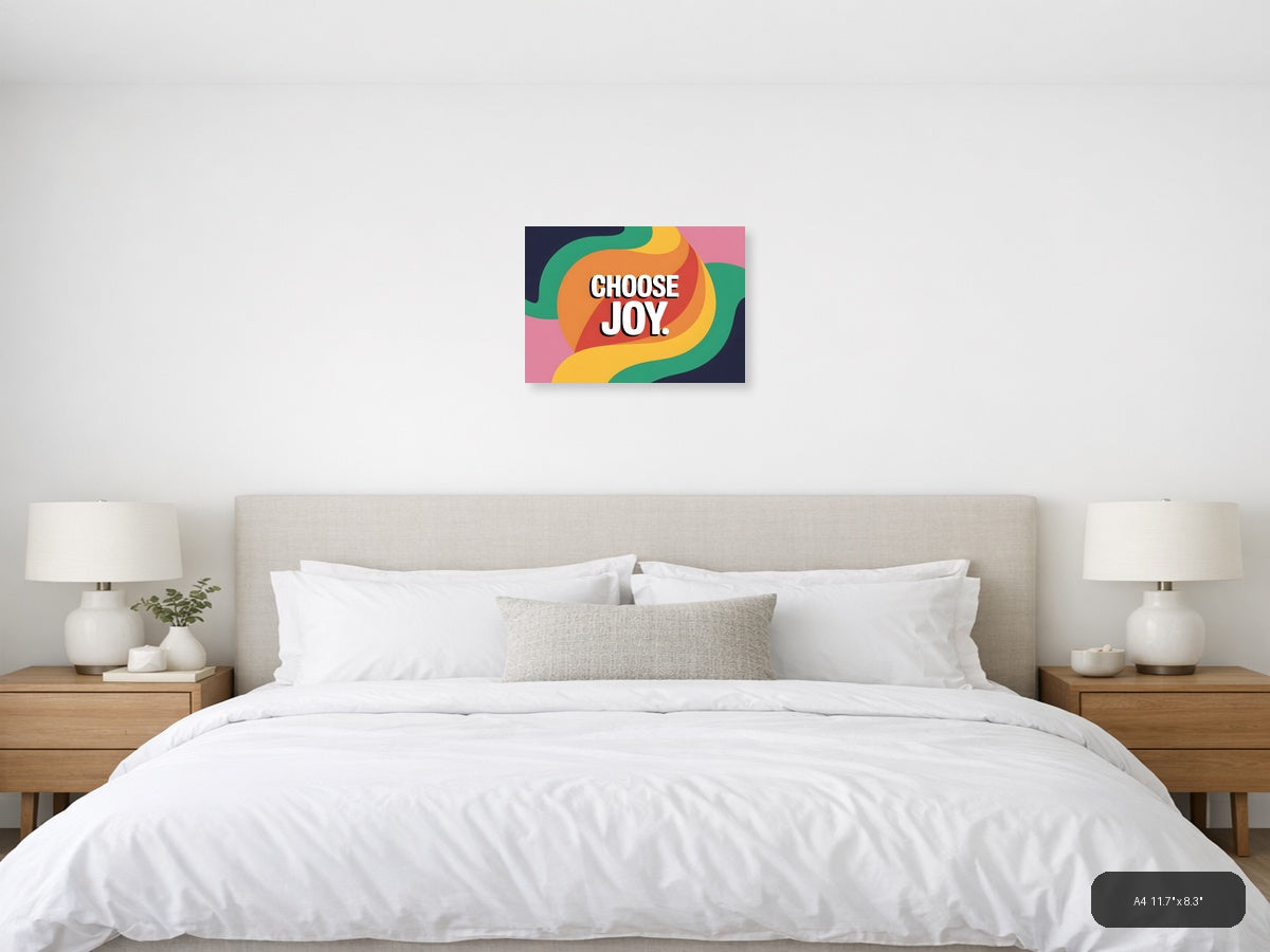 Choose Joy Colorful Abstract Wave Photography Wall Art — A4 / Bedroom