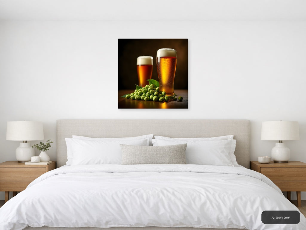Beer and Hops Still Life Photography Wall Art — A2 / Bedroom