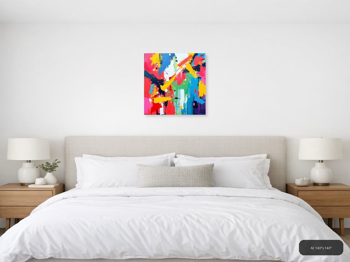 Vibrant Abstract Splash Pop Art Wall Art — A3 / Bedroom