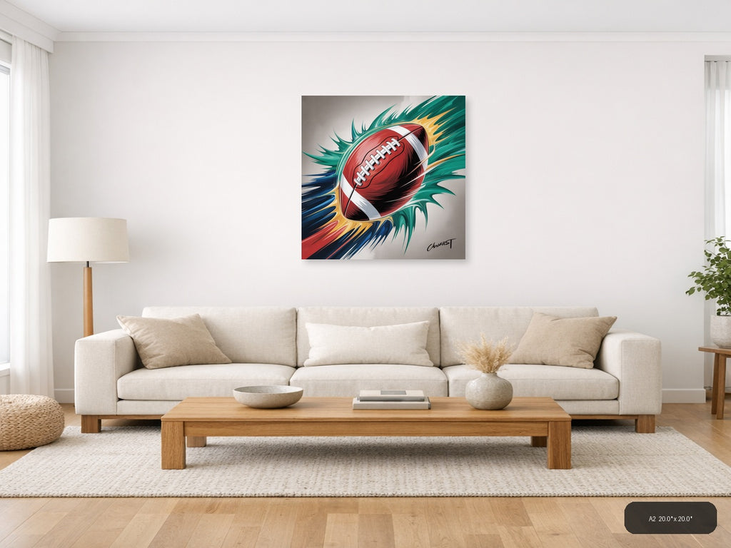 Football Prints — Abstract (Square) Canvas Print | Abstract Wall Art | A4 A3 A2 A1 — A2 / Living Room