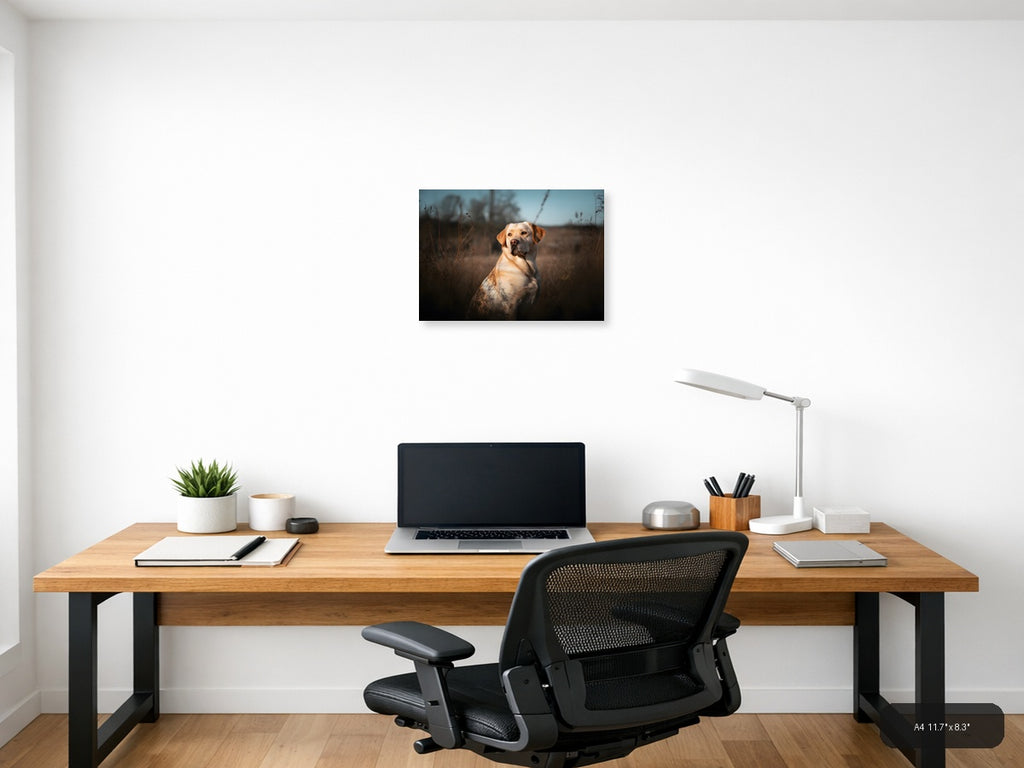 Golden Labrador in Field at Sunset - Photography Wall Art — A4 / Office