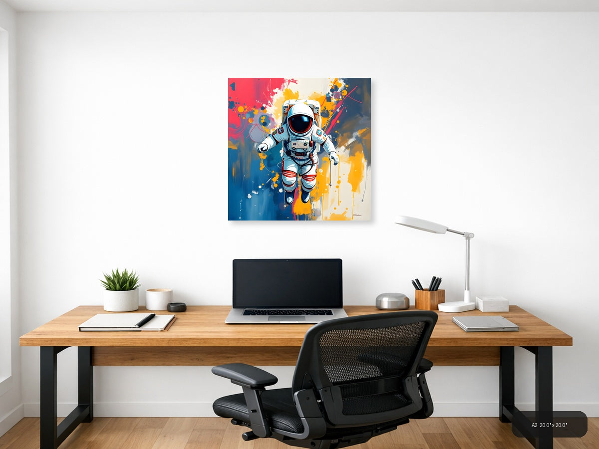 Astronaut in Space Abstract Colorful Wall Art — A2 / Office